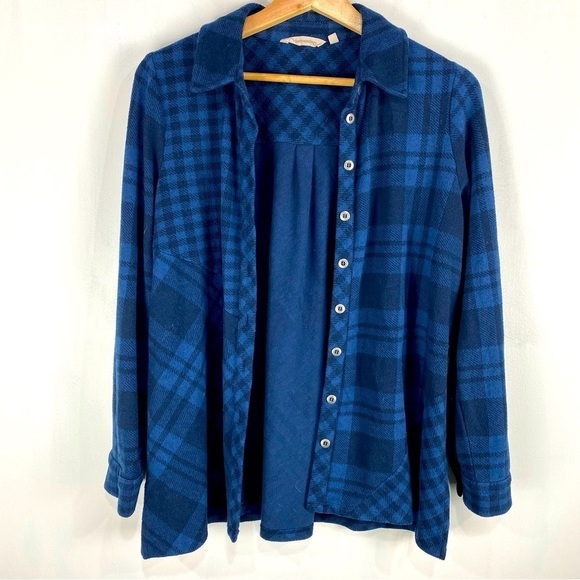 Soft Surroundings Plaid Full Button Up Down Shirt Top Jacket Shacket Size PS - Picture 1 of 6